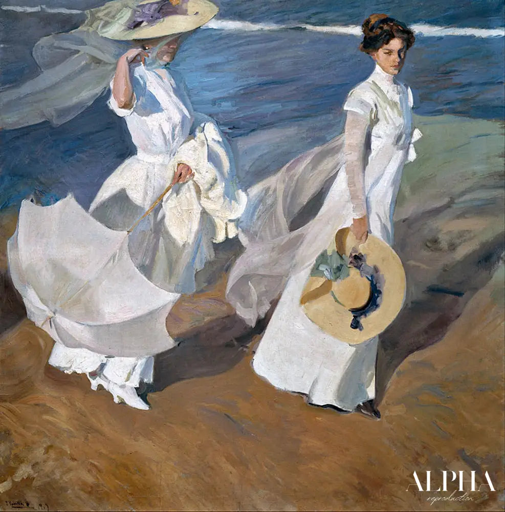 Promenade au bord de la mer - Sorolla - Reproductions de tableaux et peintures haut de gamme