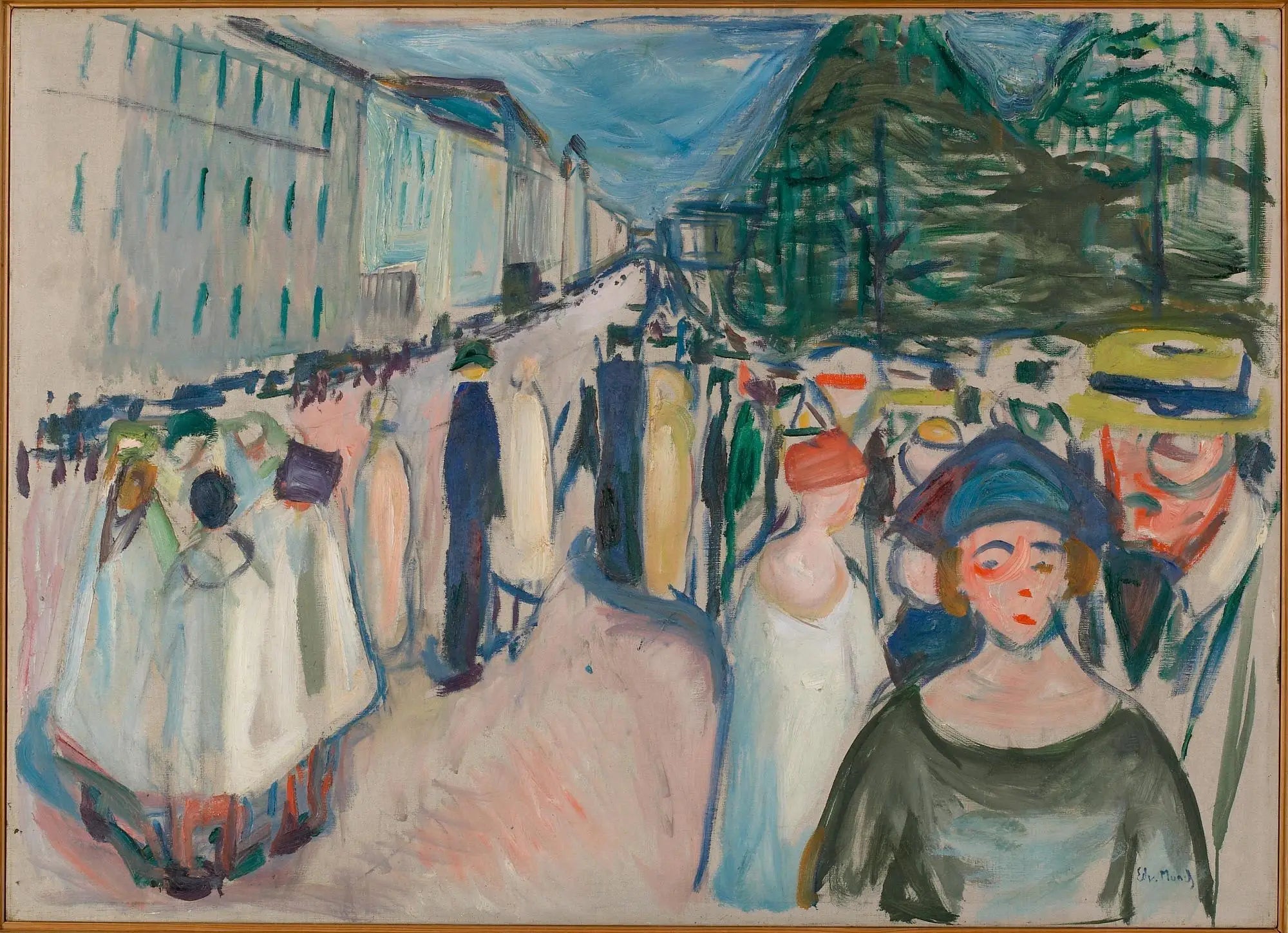 Promenade sur Karl Johan - Edvard Munch image 1 reproduction artisanale de tableau