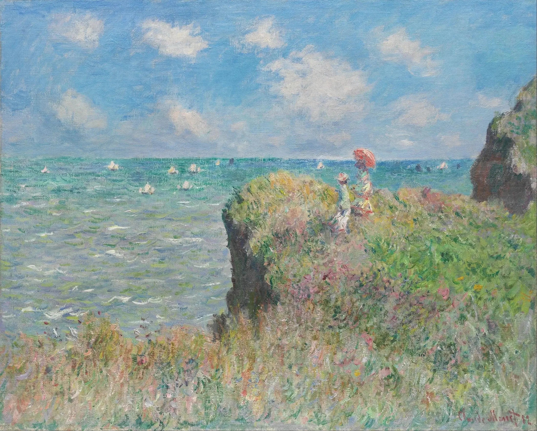 Reproduction du tableau « Promenade sur la falaise, Pourville - Claude Monet » par Alpha Reproduction en peinture à l’huile