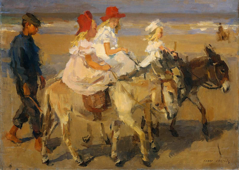 Przechadzki na osiołkach na plaży - Isaac Israëls