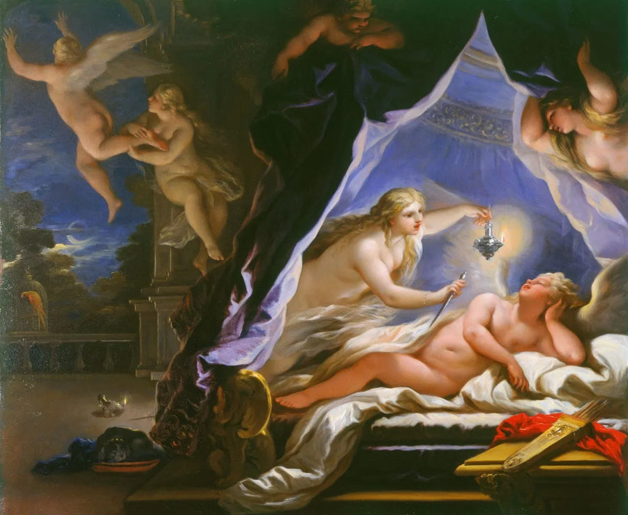Psyché odkrywająca śpiącego Kupidyna - Luca Giordano