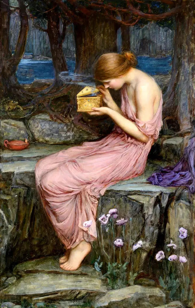 "Psyche otwierająca złotą skrzynkę - John William Waterhouse"