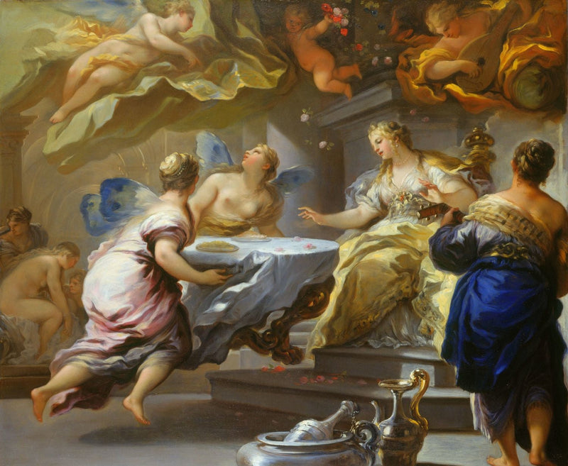 Psyché serwowana przez niewidzialne duchy - Luca Giordano