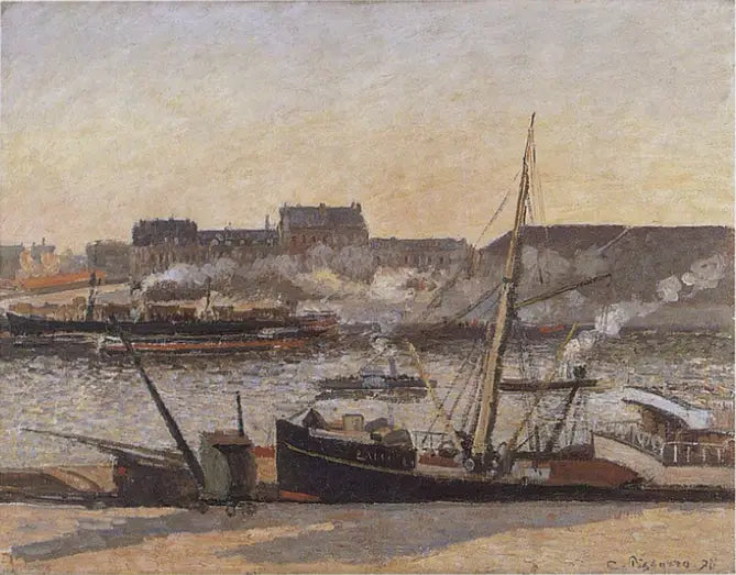 Nabrzeże Giełdy, Rouen, popołudnie - Camille Pissarro