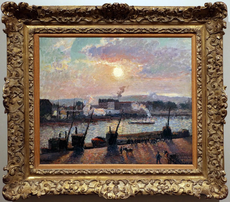 Nabrzeże Giełdy, Rouen, zachód słońca - Camille Pissarro