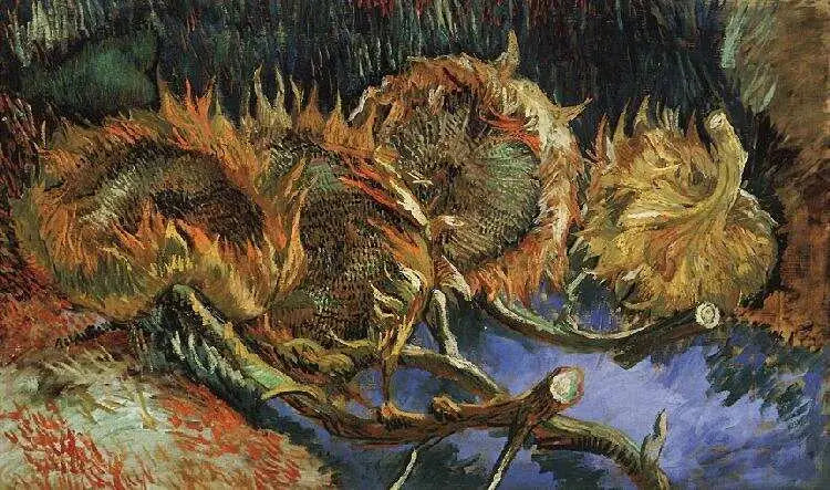 Cztery zwiędłe słoneczniki - Vincent van Gogh