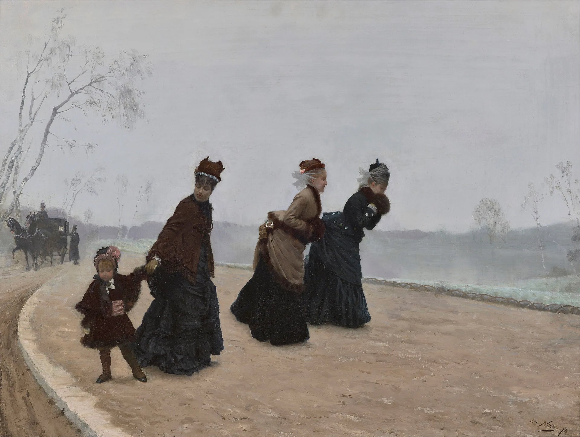 Quel froid ! - Giuseppe De Nittis image 1 copie peinte à la main à l’huile