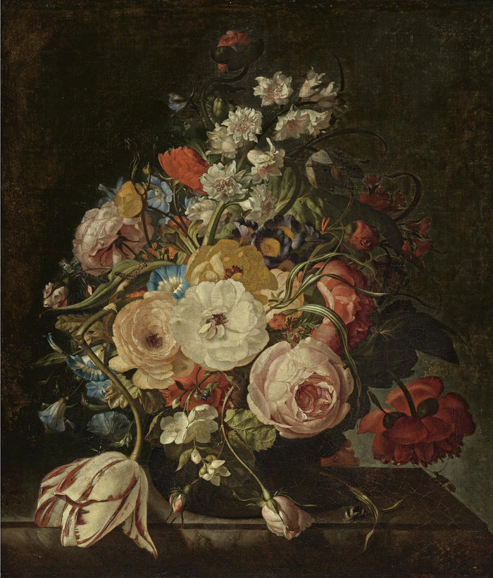 Bukiet kwiatów w szklanym wazonie - Rachel Ruysch