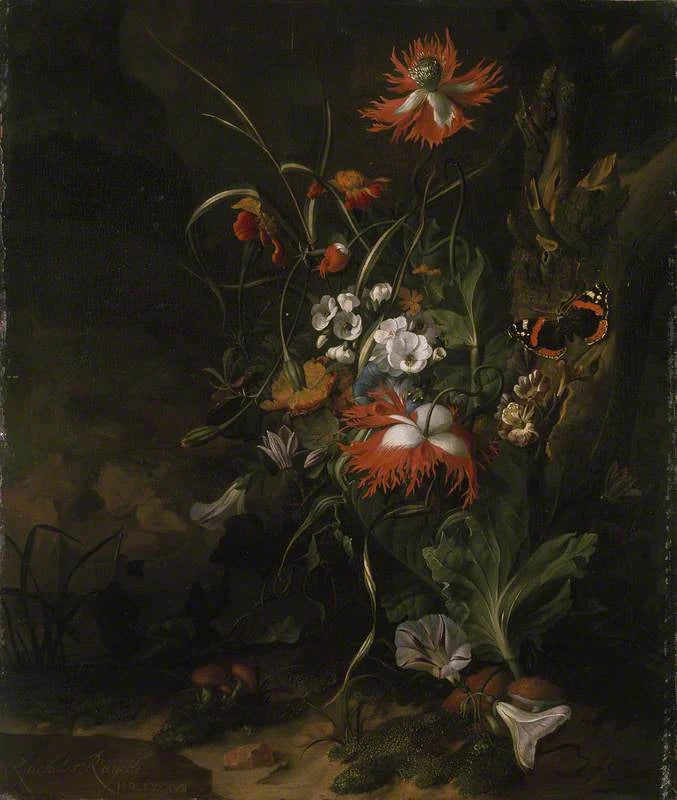 Nature morte de sous-bois fleurie — Ashmolean, peinture de Rachel Ruysch
