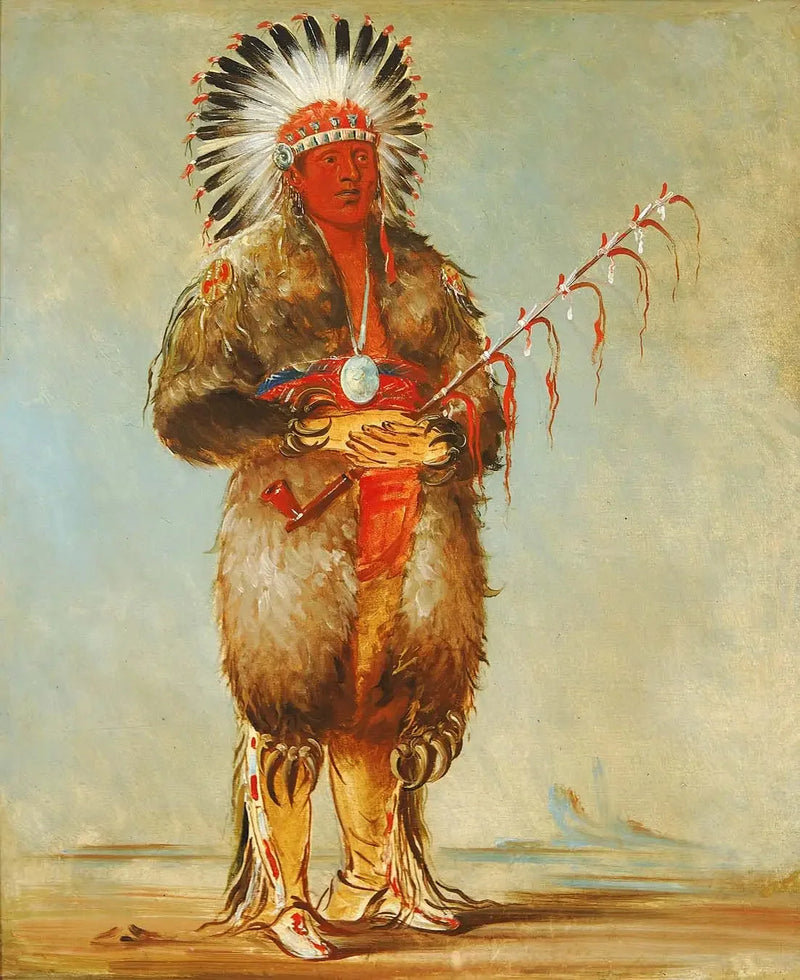 Ráw-no-way-wóh-krah, Luźny Trzonek, un Brave - George Catlin