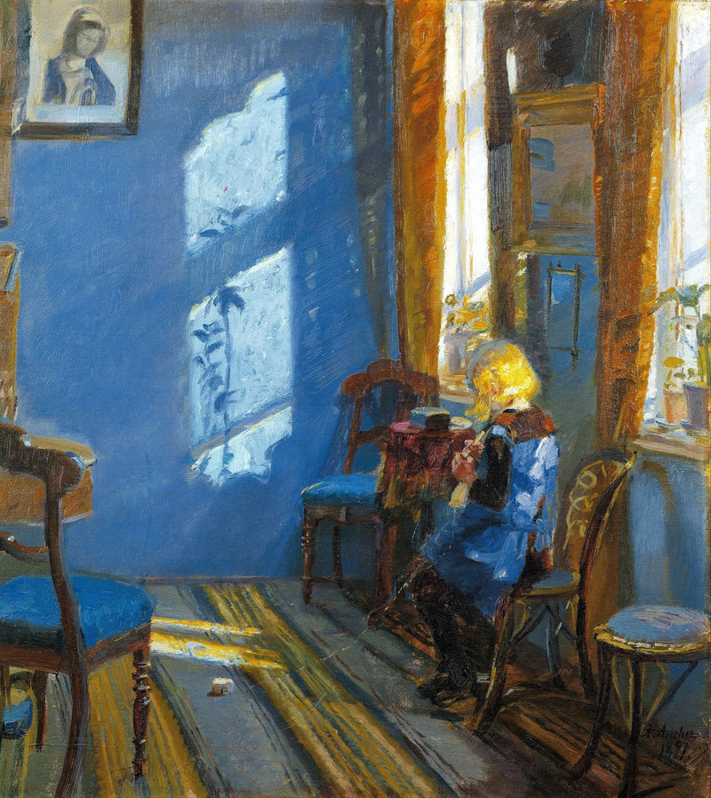 Promień słońca w niebieskim pokoju - Anna Ancher