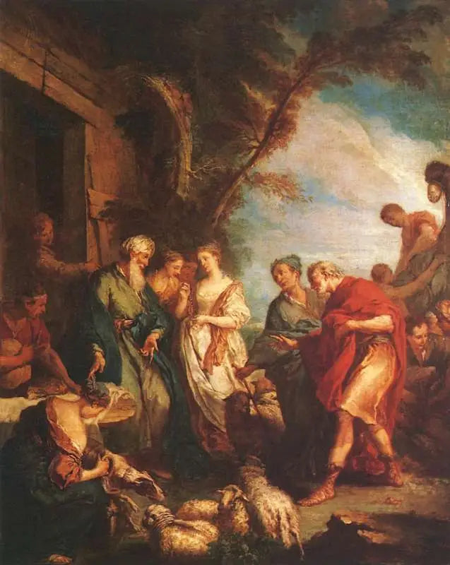 Rebeka otrzymuje od Eliezera te obecne od Abrahama - François Boucher
