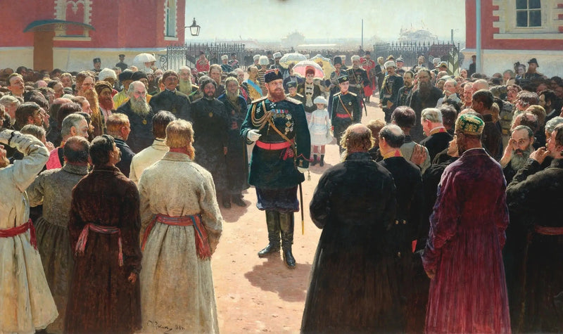 Przyjęcie przez Aleksandra III syndyków volostów na dziedzińcu pałacu Petrovski - Ilya Repin