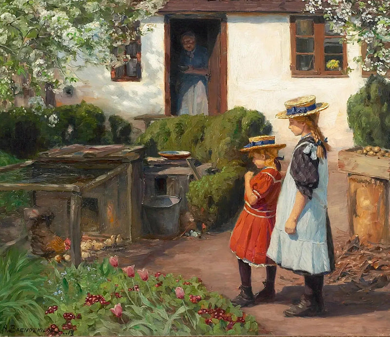 Patrzeć na pisklęta. - H. A. Brendekilde