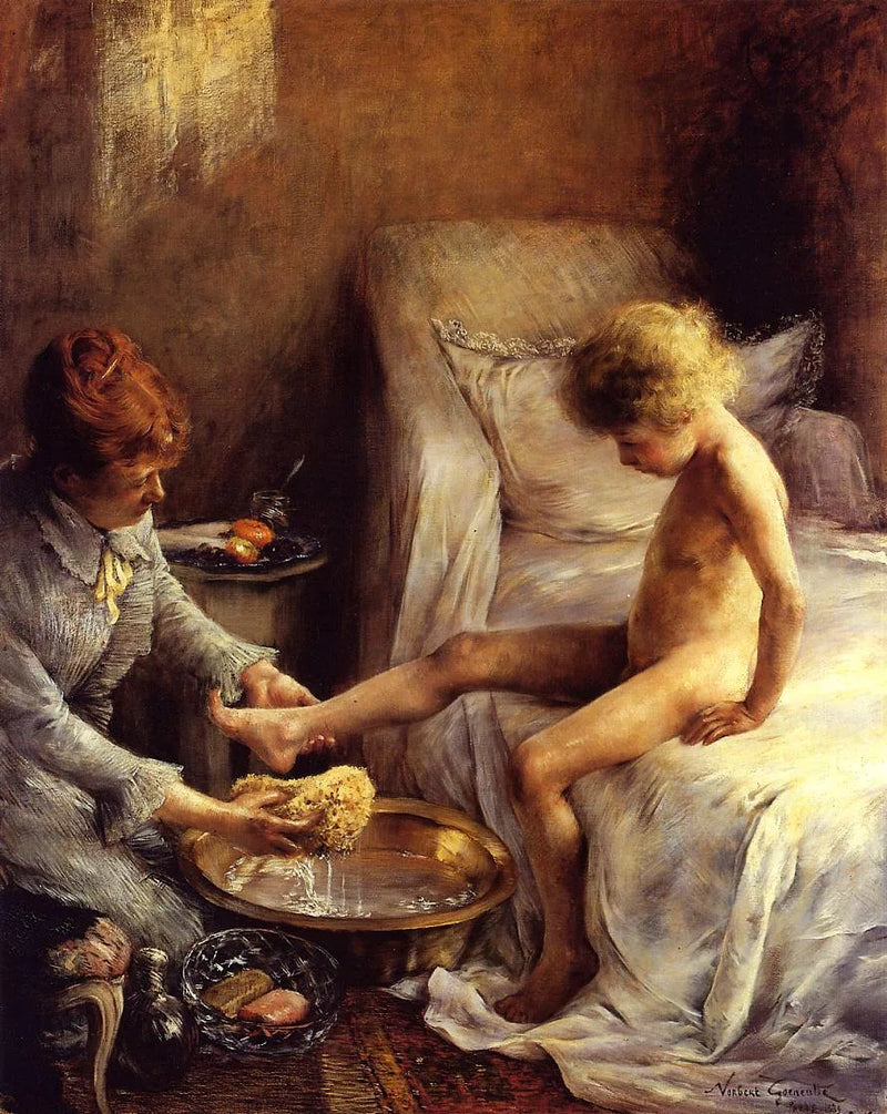 Królowa Gœneutte myjąca młodego Jeana Guérarda w studio artysty - Norbert Gœneutte