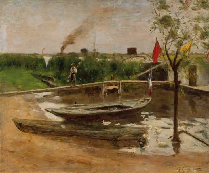 Zniżka łodzi w pobliżu Port-Marly - Gustave Caillebotte