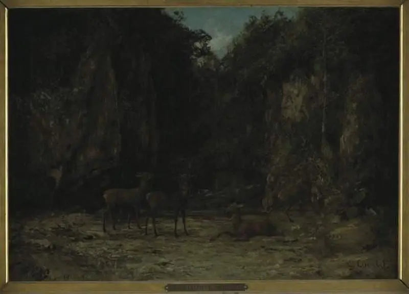 Remise de cerfs au crépuscule - Gustave Courbet image 1 copie peinte à la main à l’huile