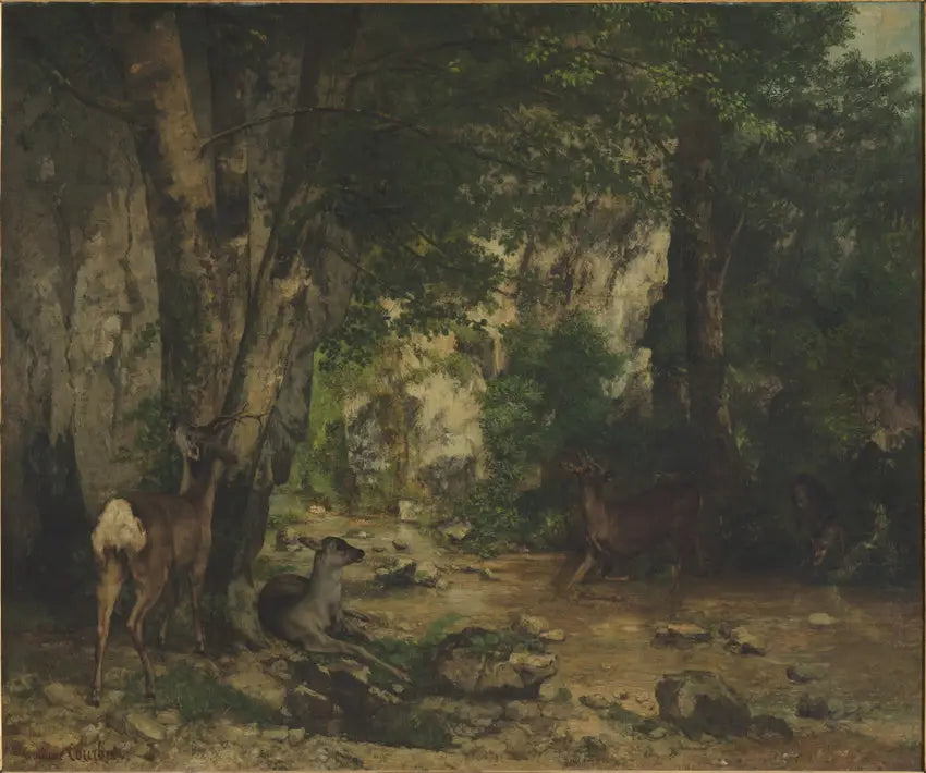 Polowanie na jelenie nad potokiem Plaisir-Fontaine - Gustave Courbet