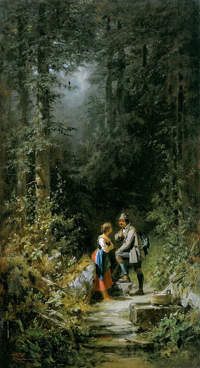 Spotkanie w lesie - Carl Spitzweg