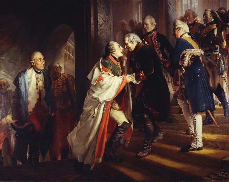 Spotkanie Fryderyka II z cesarzem Józefem II w Nysie w 1769 roku - Adolph von Menzel
