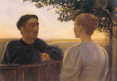 Wieczorne spotkanie przy ogrodzeniu - Anna Ancher