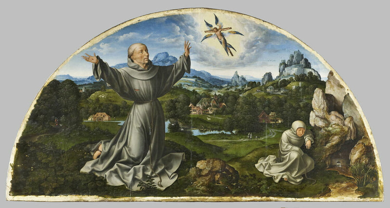 Retabel Opłakiwania Chrystusa: Stygmatyzacja św. Franciszka z Asyżu - Joos van Cleve