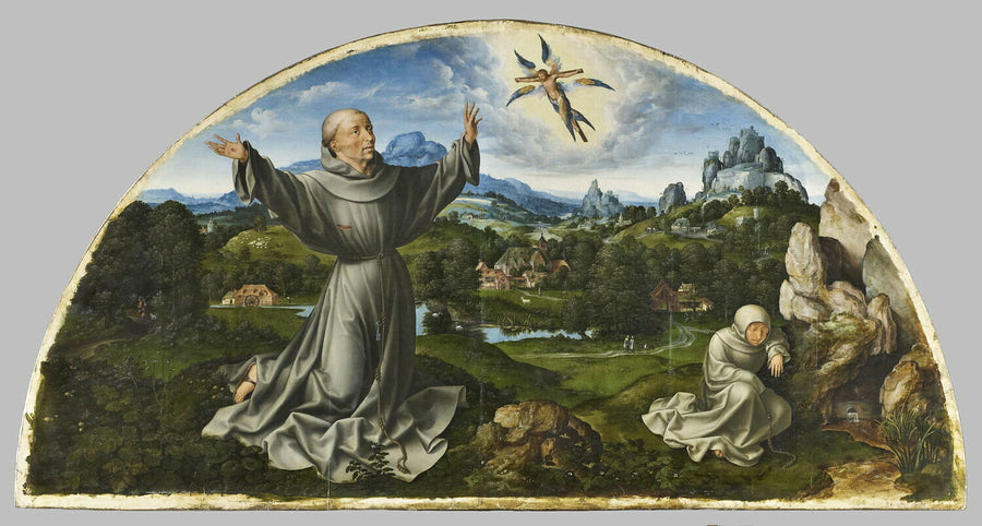 Retabel Opłakiwania Chrystusa: Stygmatyzacja św. Franciszka z Asyżu - Joos van Cleve
