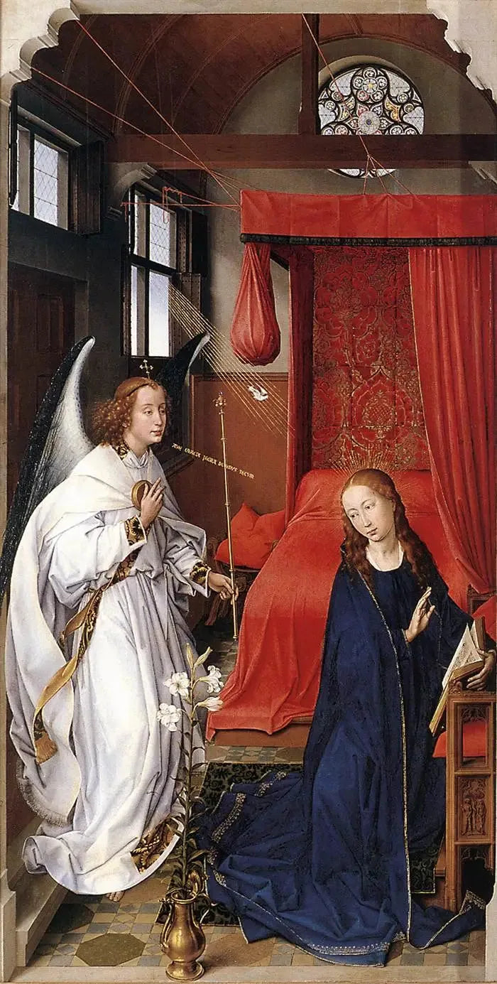 Retabel świętej Colomby: Zwiastowanie - Rogier van der Weyden