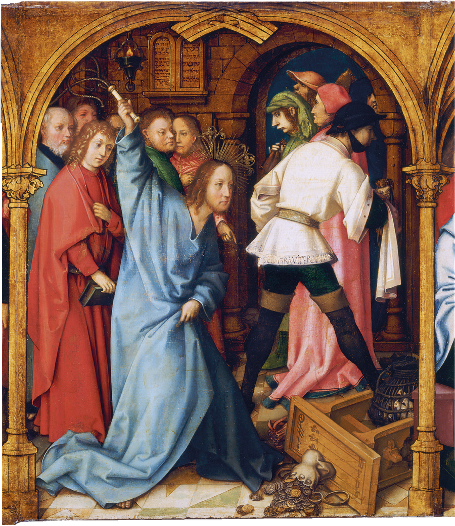 Dominikański retabel we Frankfurcie: Oczyszczenie świątyni - Hans Holbein Starszy