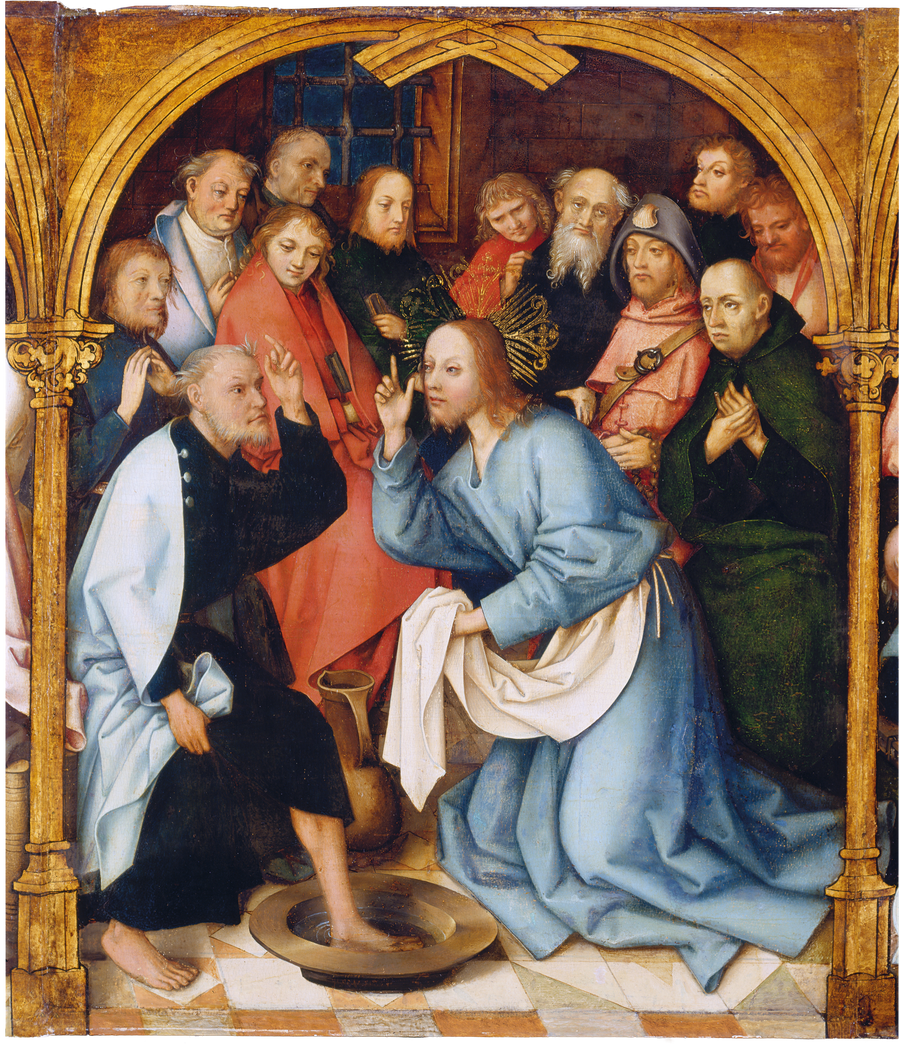 Dominikański retabel we Frankfurcie: Chrystus obmywający stopy świętego Piotra - Hans Holbein starszy