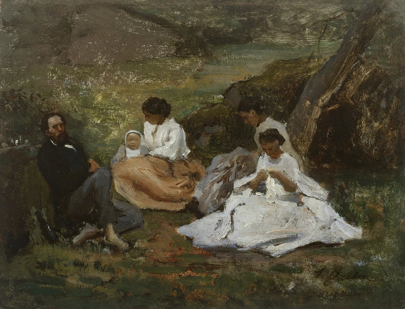 Rodzinne spotkanie w Bourron-Marlotte (Théodore de Banville w lesie Fontainebleau) - Jules Breton