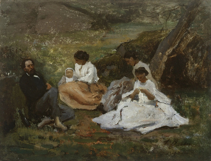 Rodzinne spotkanie w Bourron-Marlotte (Théodore de Banville w lesie Fontainebleau) - Jules Breton