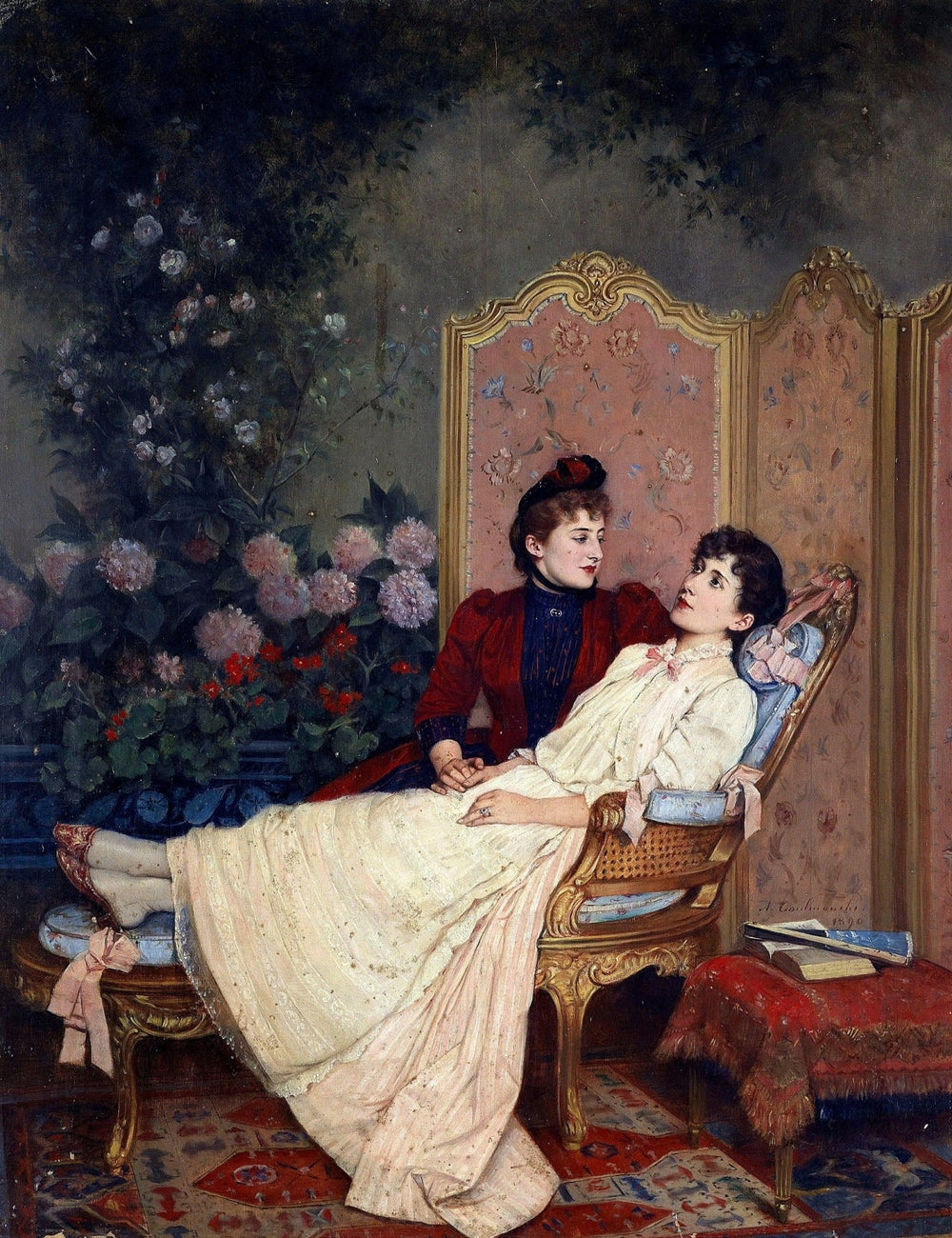 Rêveries - Auguste Toulmouche image 1 copie peinte à la main à l’huile
