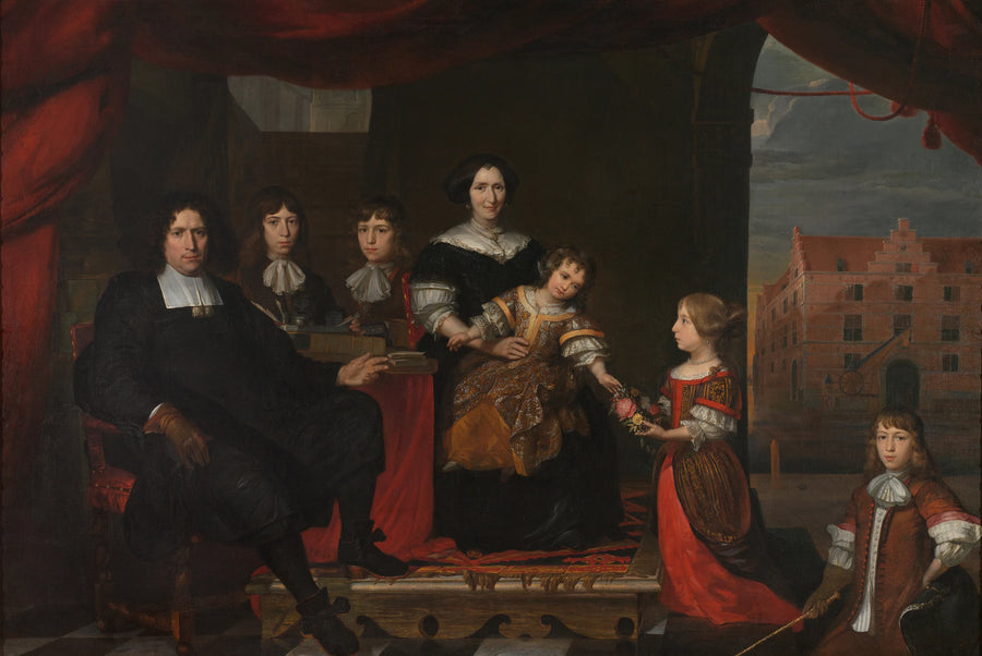 Reyer Reyersz van der Burch (1630-95), commissaire aux munitions aux magazines généralistes de Delft, avec son épouse Geertruid Graswinckel et leurs enfants - Cornelis de Man