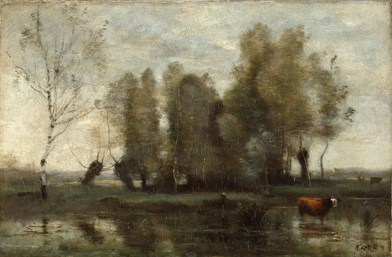 Zarośla drzew w bagnach - Jean-Baptiste Camille Corot