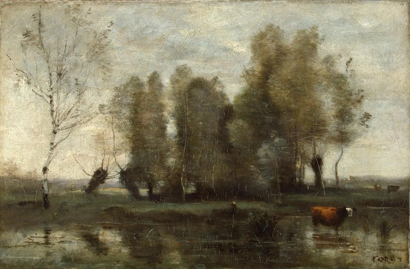 Zarośla drzew w bagnach - Jean-Baptiste Camille Corot