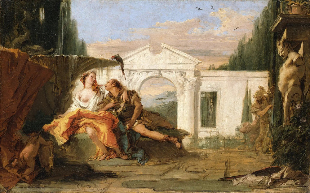 Rinaldo et Armida dans le jardin magique d’Armida écoutés par Carlo et Ubaldo - Giovanni Battista Tiepolo - Alpha