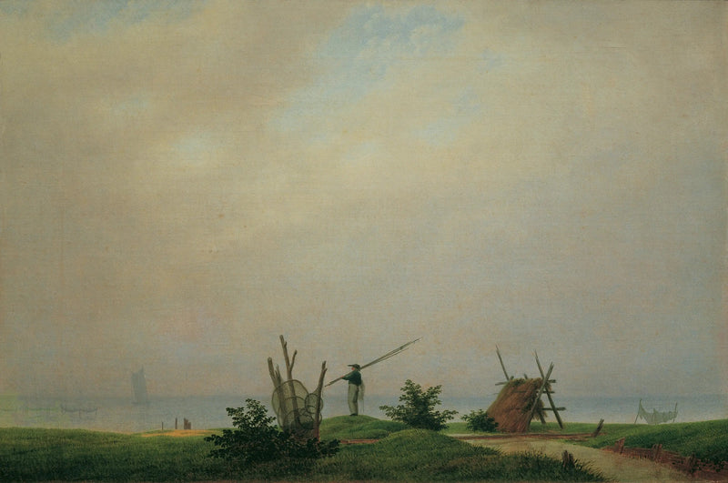 Brzeg z rybakiem - Caspar David Friedrich