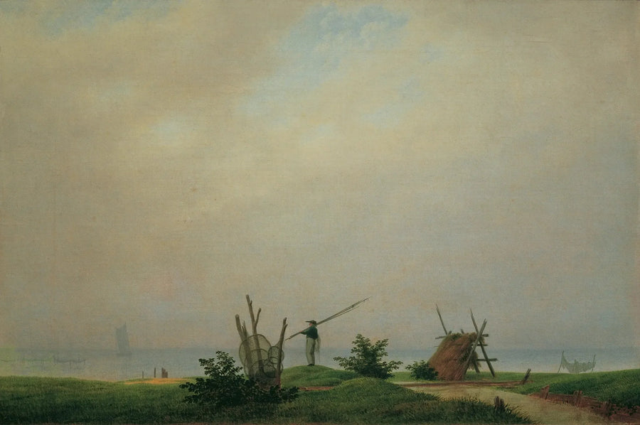 Brzeg z rybakiem - Caspar David Friedrich