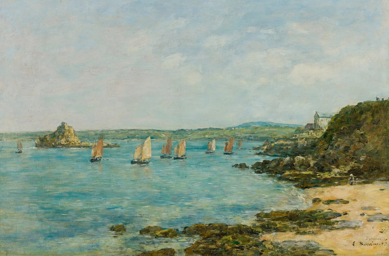 Wybrzeże Douarnenez, łodzie rybackie w zatoce - Eugène Boudin