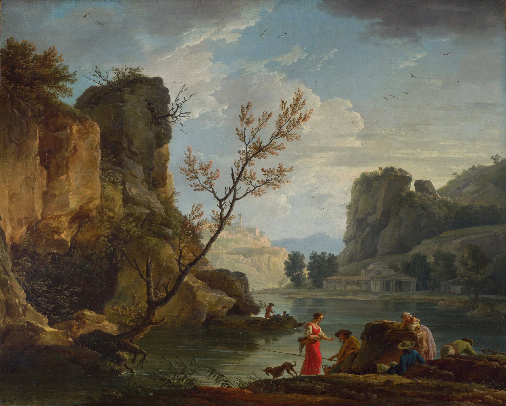 Une rivière avec des pêcheurs - Joseph Vernet