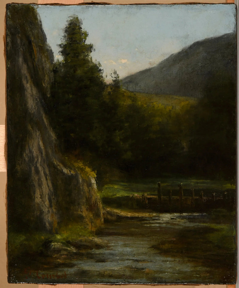 Skały, świerki, strumień - Gustave Courbet