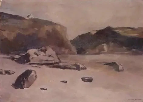 Skały na plaży - Odilon Redon