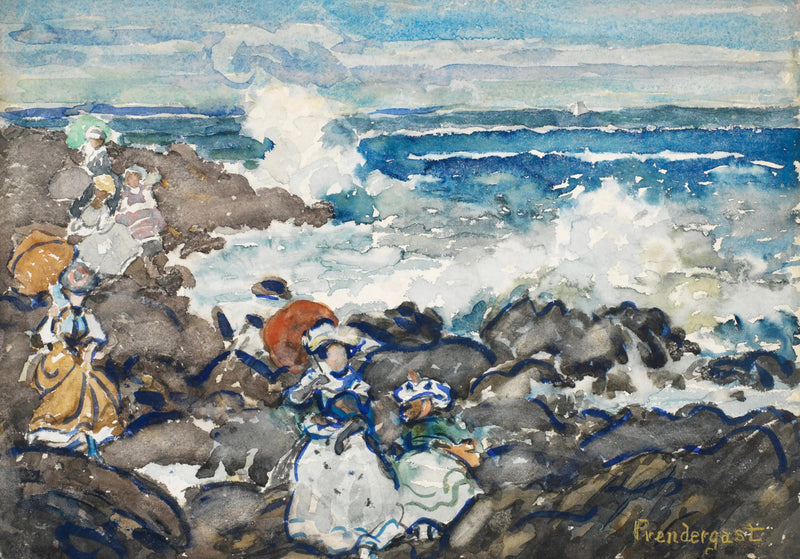 Skały, fale i postacie - Maurice Prendergast
