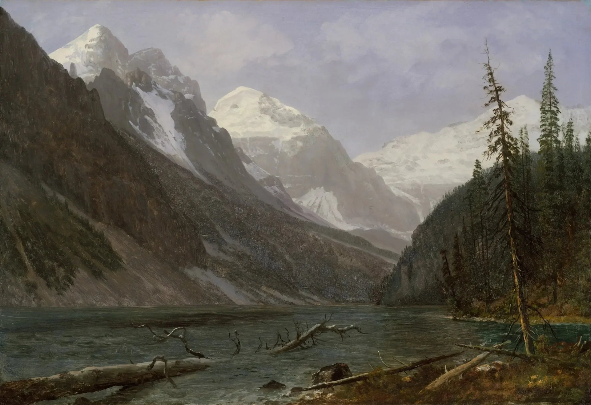 Rocheuses canadiennes (Lac Louise) - Albert Bierstadt image 1 copie peinte à la main à l’huile
