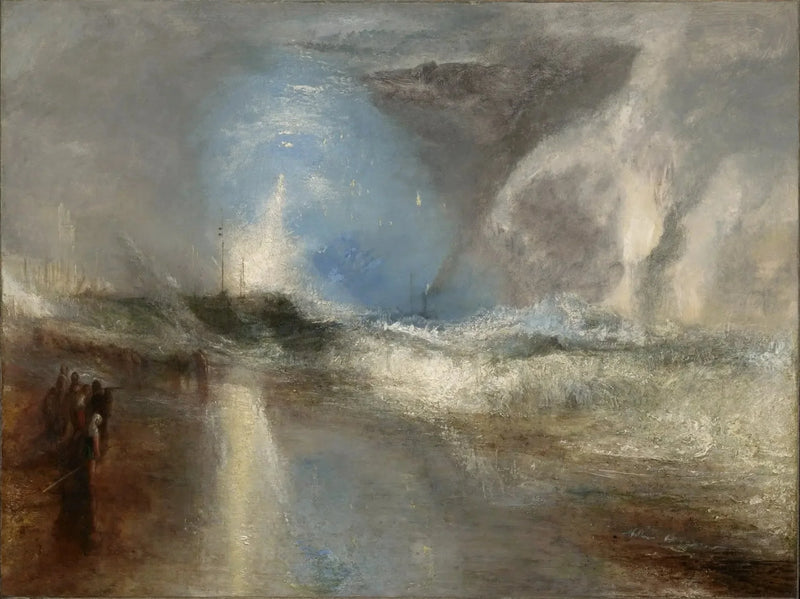 Rakiety i niebieskie światła (blisko ręki) do ostrzegania parowców o mieliznach - J. M. W. Turner