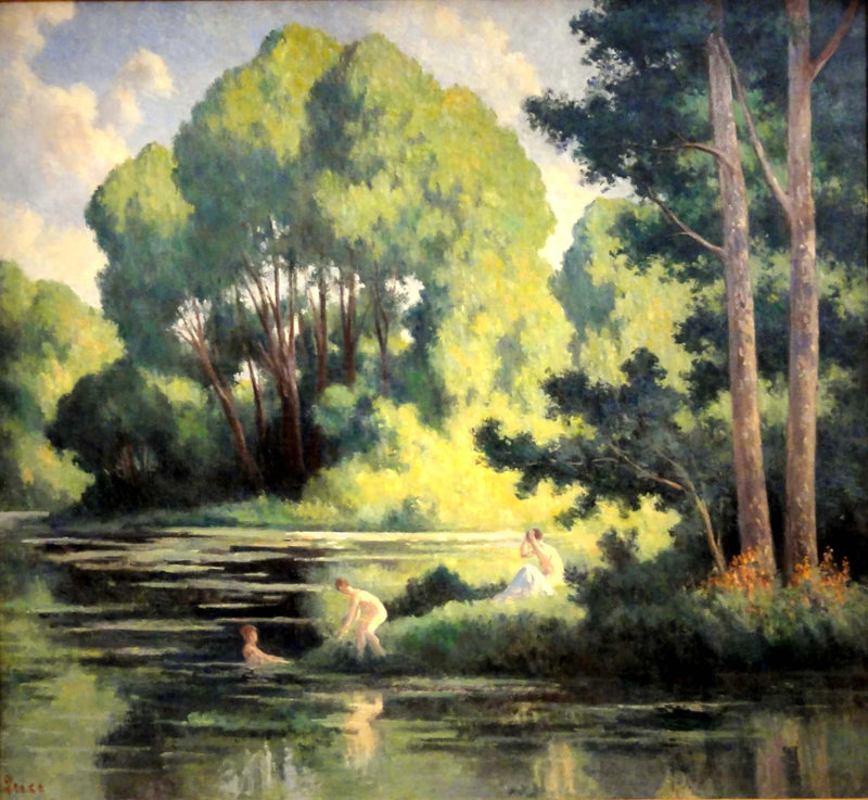Rolleboise, kąpiel w małym ramieniu - Maximilien Luce