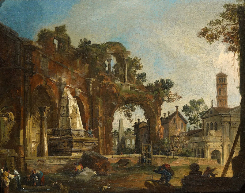 Rzym: Capriccio z ruinami opartymi na Forum - Canaletto