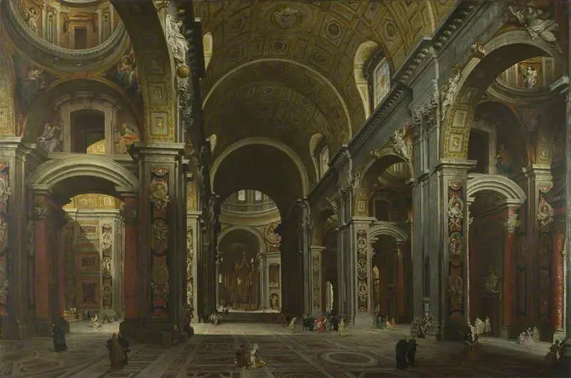 Rzym: Wnętrze Świętego Piotra - Giovanni Paolo Panini