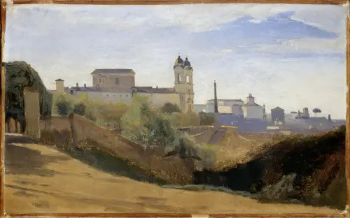 Rzym, Monte Pincio i Trójcy na Wzgórzach, widziane z ogrodów Akademii Francuskiej - Jean-Baptiste Camille Corot